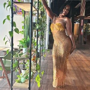 Custom made gold birthday dress